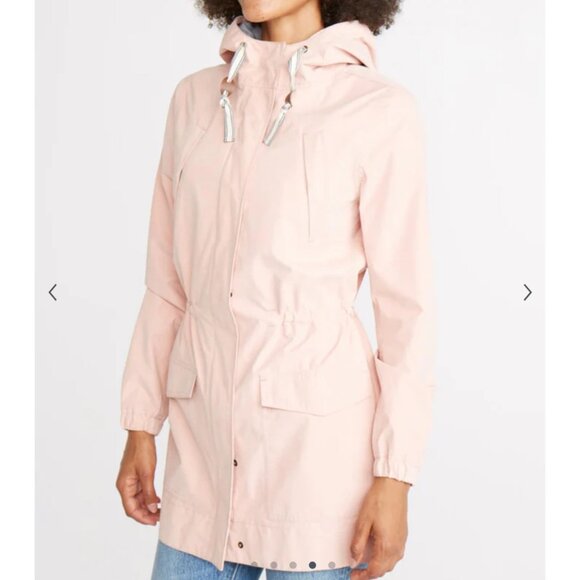 Marine Layer Milie Navy Blue Raincoat Hooded Lightweight Coat Large snap/zip New - Picture 16 of 16